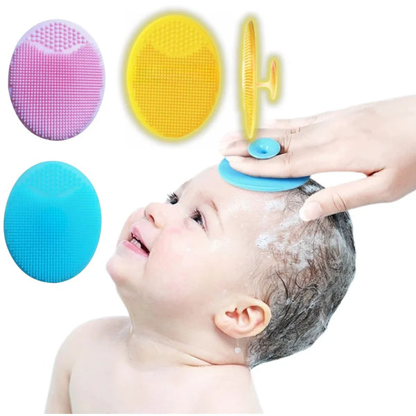 (3 colors）Baby Infant Bathing Soft Silicone Kids Children Shower Brush