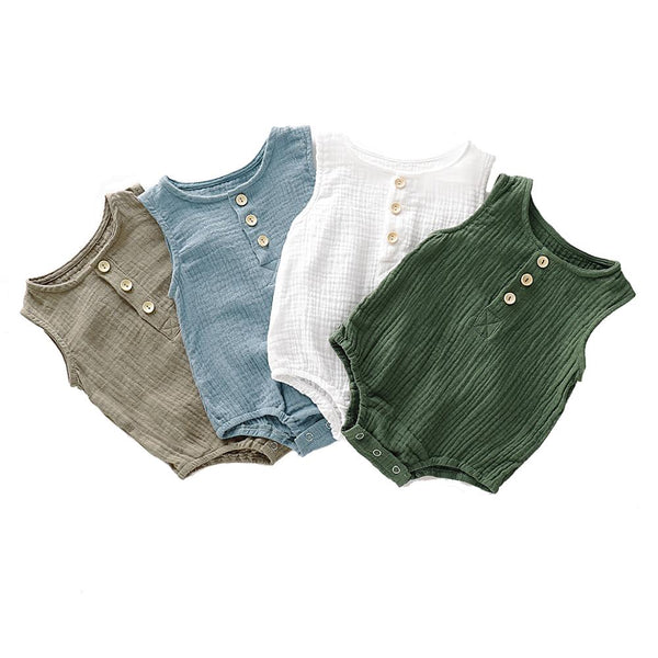 Summer Infant Baby Boys Girls Romper Muslin Sleeveless Newborn Rompers