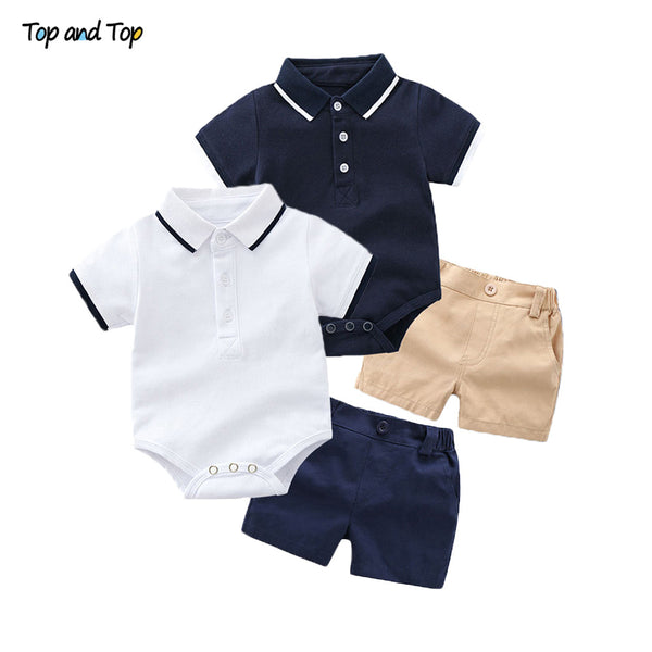 Top and Top Summer Fashion Newborn Boys Formal Clothing Set Cotton