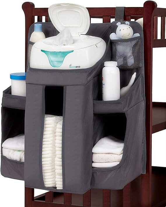 Hanging Diaper Organizer for Changing Table, Cribs, and Walls | Nursery Storage Caddy